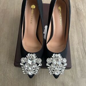 Black Crystal Embellished Stiletto Heels